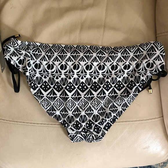 NWT Women’s Large Apt 9 Adjustable Black & White Hipster Bikini Swim Bottom - Picture 2 of 6